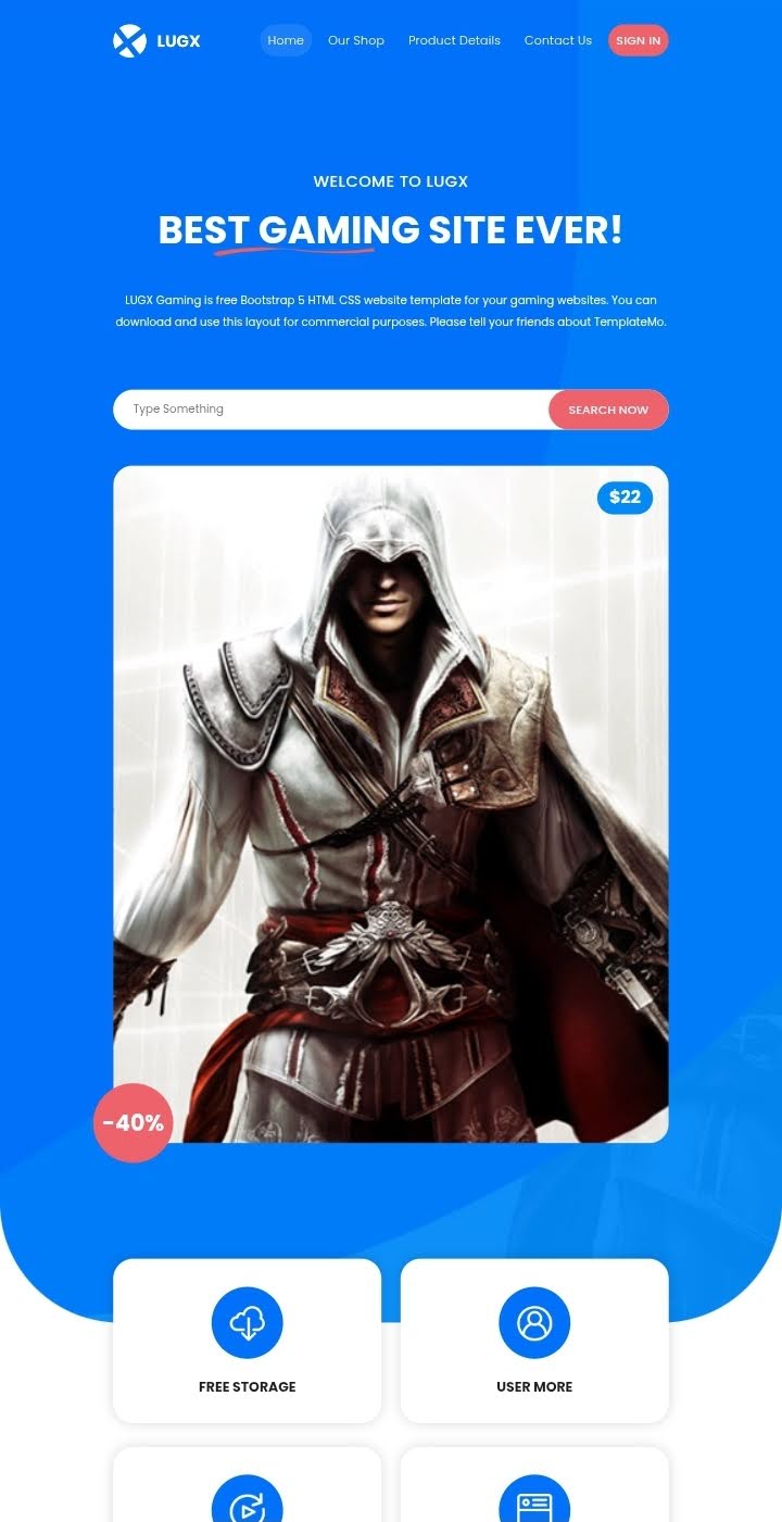 LUGX Gaming Landing Page